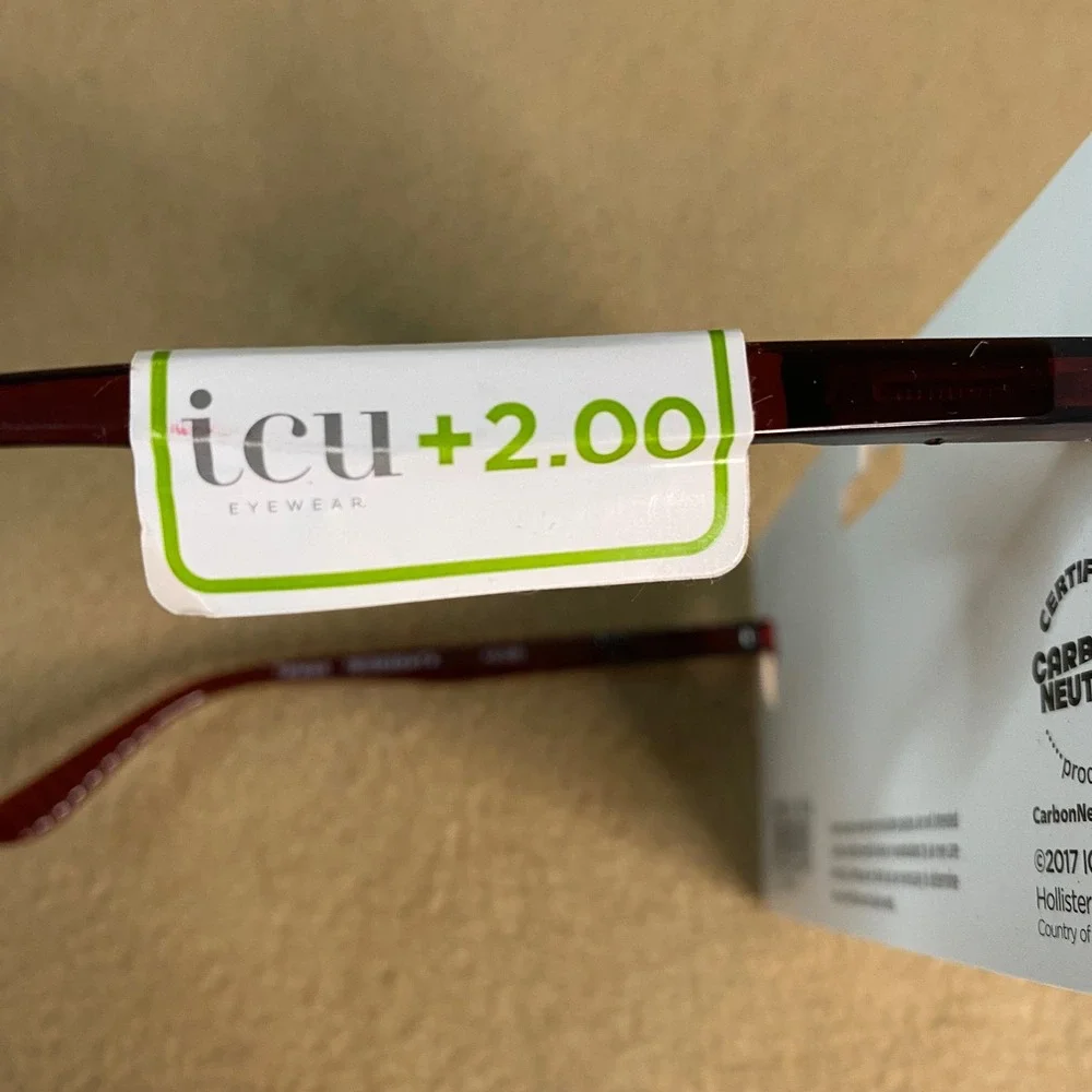 ICU‎ Eyewear Novato Reading Glasses Burgundy Tortoise Rectangular +2.00 Strength